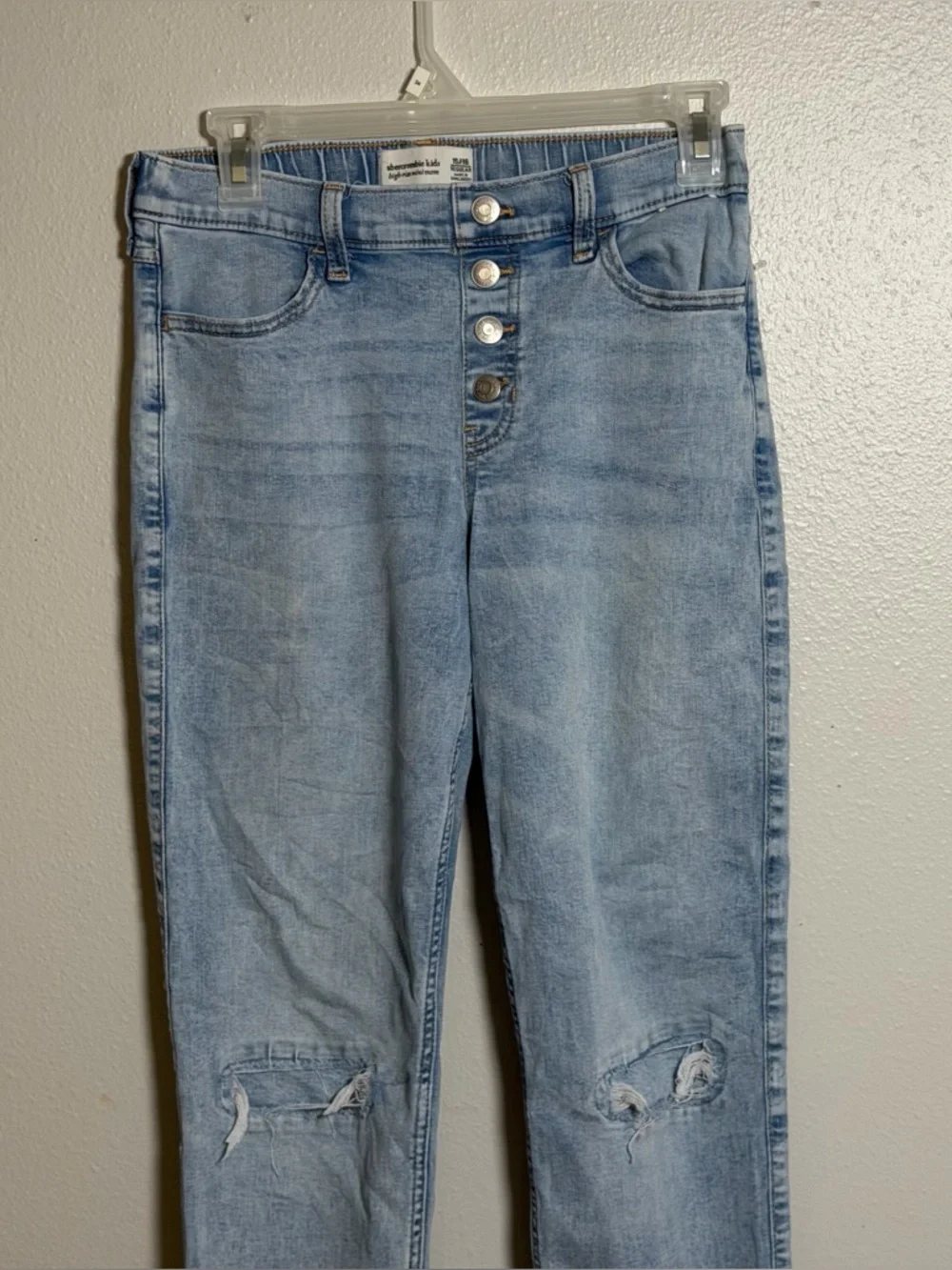 Abercrombie Kids Girl‎ Denim High-Rise Mini Mom Distressed Jeans Pull on 15/16